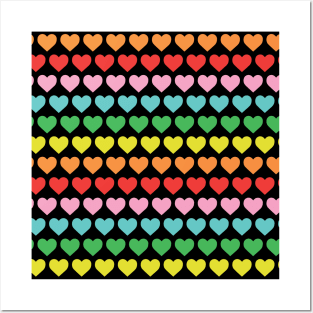 Rainbow Hearts Pattern Posters and Art